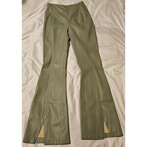 We The Free People Womens 25 Faux Leather Flare Pants Green Split Hem 10' Rise